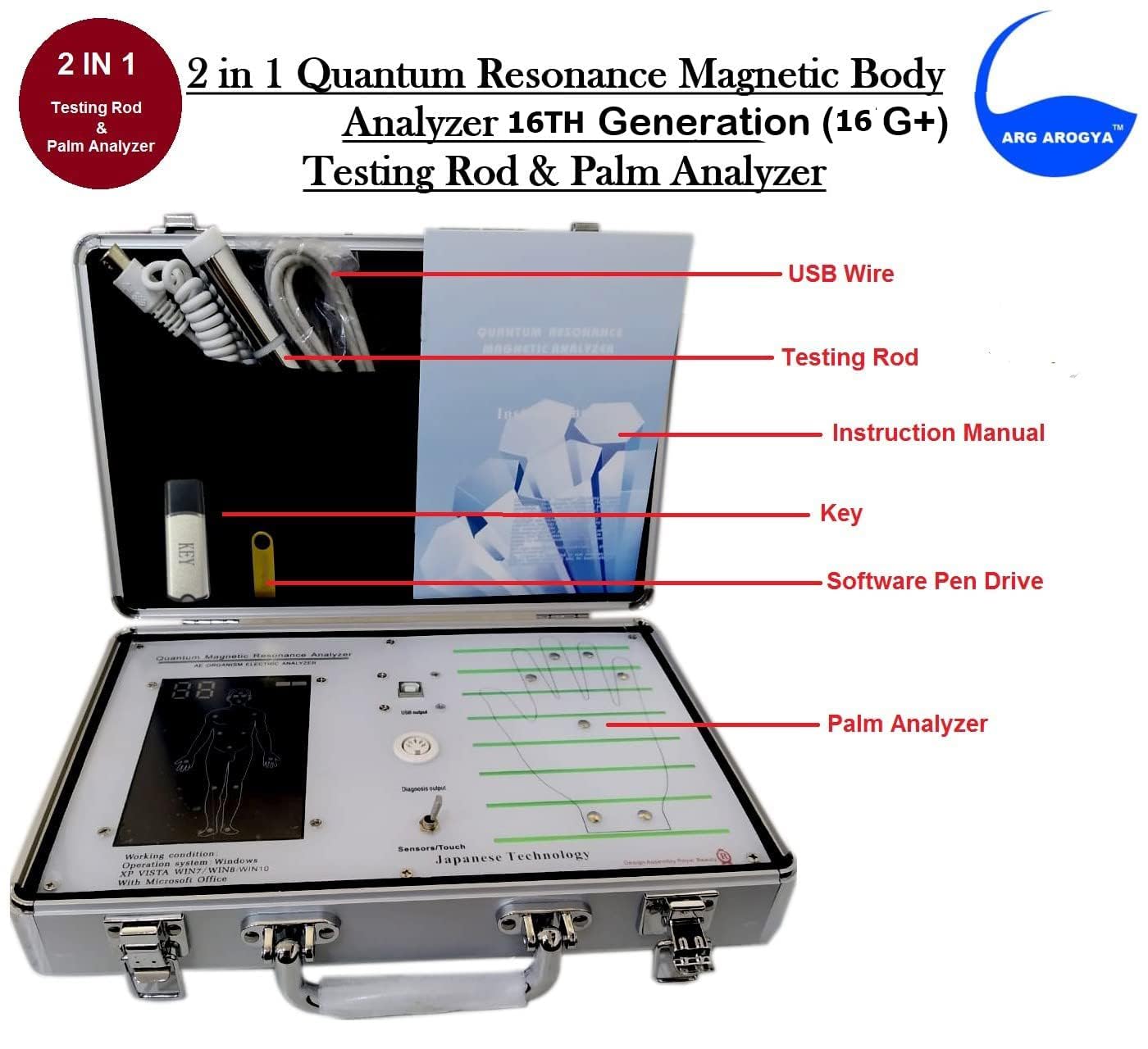 Argyra 30g Quantum (2 in 1) Body Analyzer Machine for Full Body Czechup works in scanning 55 reports (children, men, women) Windows 10 with the latest Japanese technology rod or palm Argyra 30g Quantum (2 in 1) Body Analyzer Machine for Full Body Czechup works in scanning 55 reports (children, men, women) Windows 10 with the latest Japanese technology rod or palm