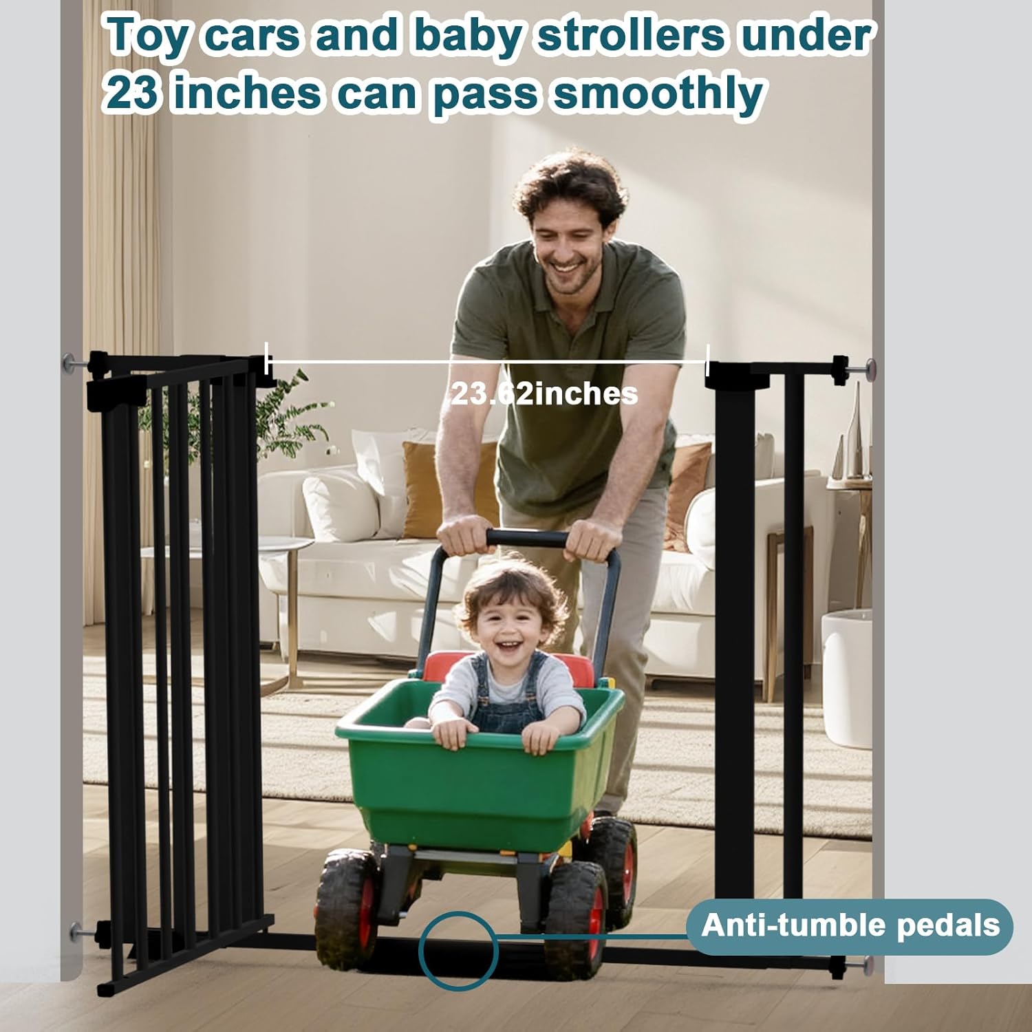 41" Extra Tall Indoor Dog Gate,30-49.2" Wide Heavy Duty Pet Gate for Doorways,Baby Gate with Walk Through and Auto Close, Pressure Mounted, Suitable for Stairs,Kitchen,Black