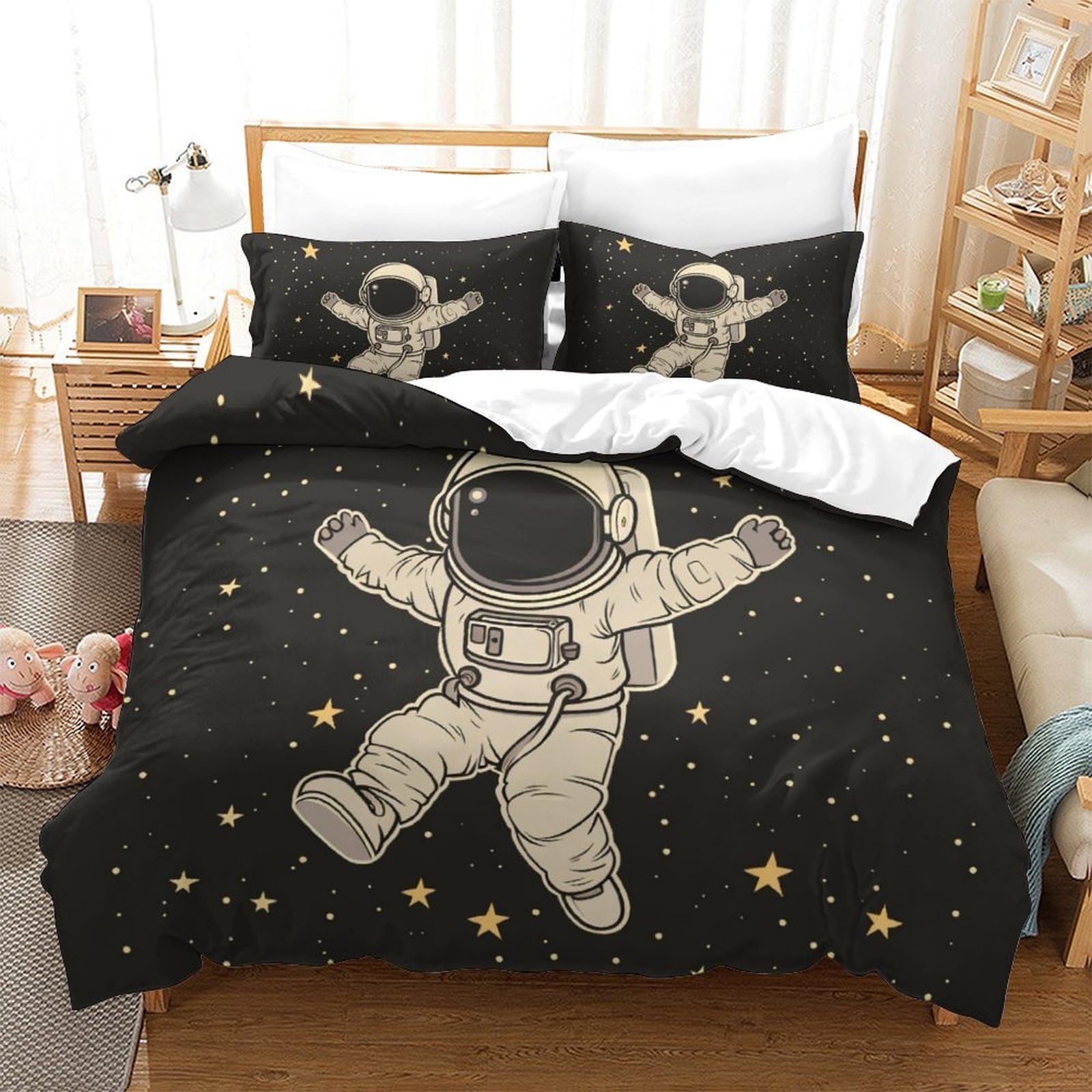Housse de couette astronaute 3D pour en finir avec les draps froissés et couettes qui glissent
