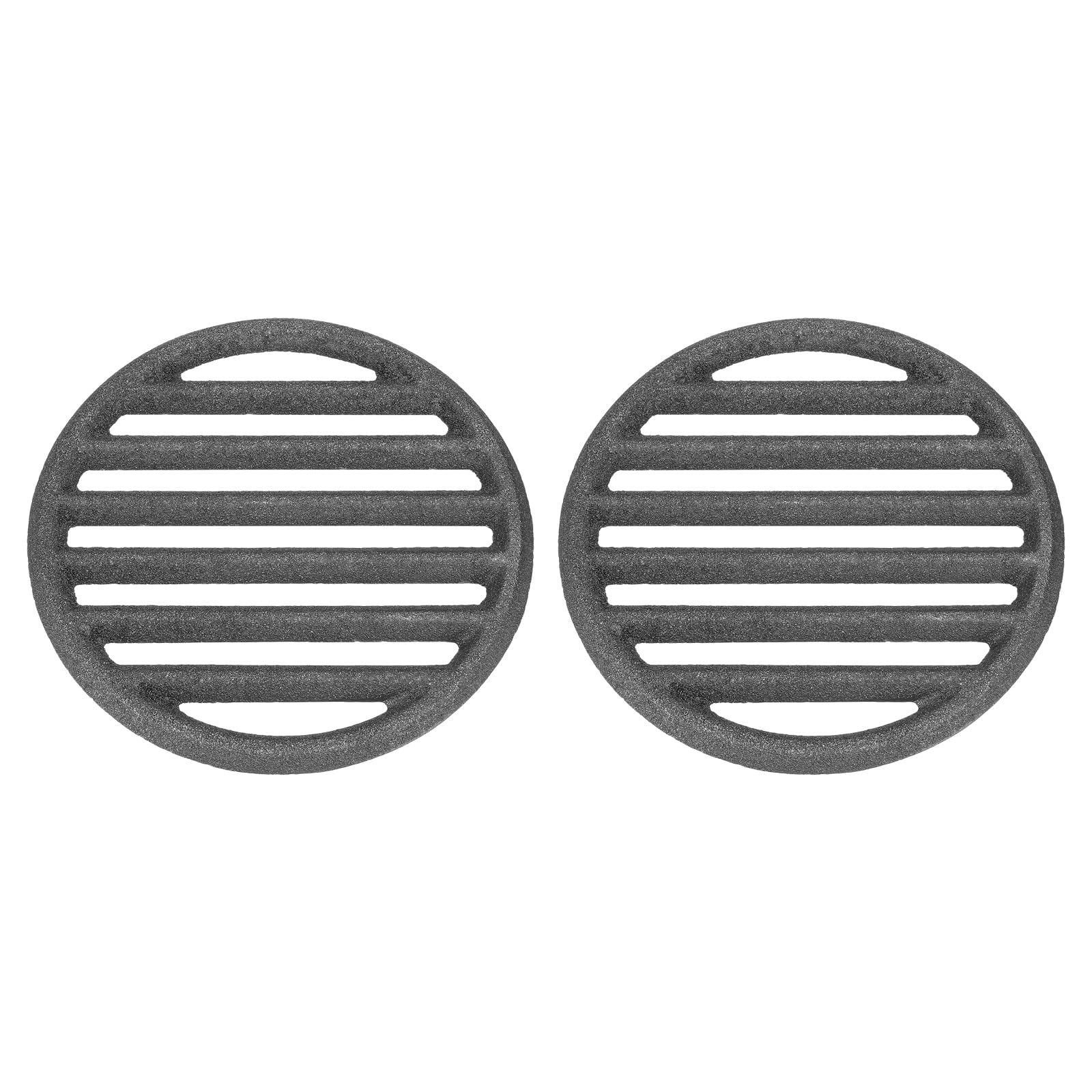 PATIKIL 2 Pcs Cast Iron Fire Grate, 6.3" Round BBQ Grill Grate Replacement High Heat Charcoal Plate Fire Bottom Grate Grilling Accessories 6 Slots for Grilling Barbecue