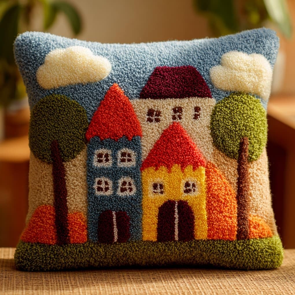 kitphoenix Latch Hook Kits Cushion House Cartoon 43Cmx43Cm
