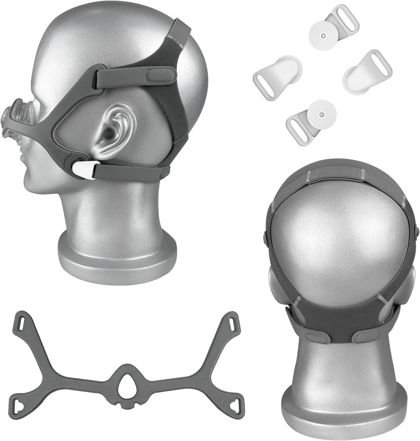 2 Packs Wisp CPAP Mask Headgear with Frame and Clips Compatible with Respironics Wisp Nasal CPAP/BiPAP Mask Size Standard – Gray
