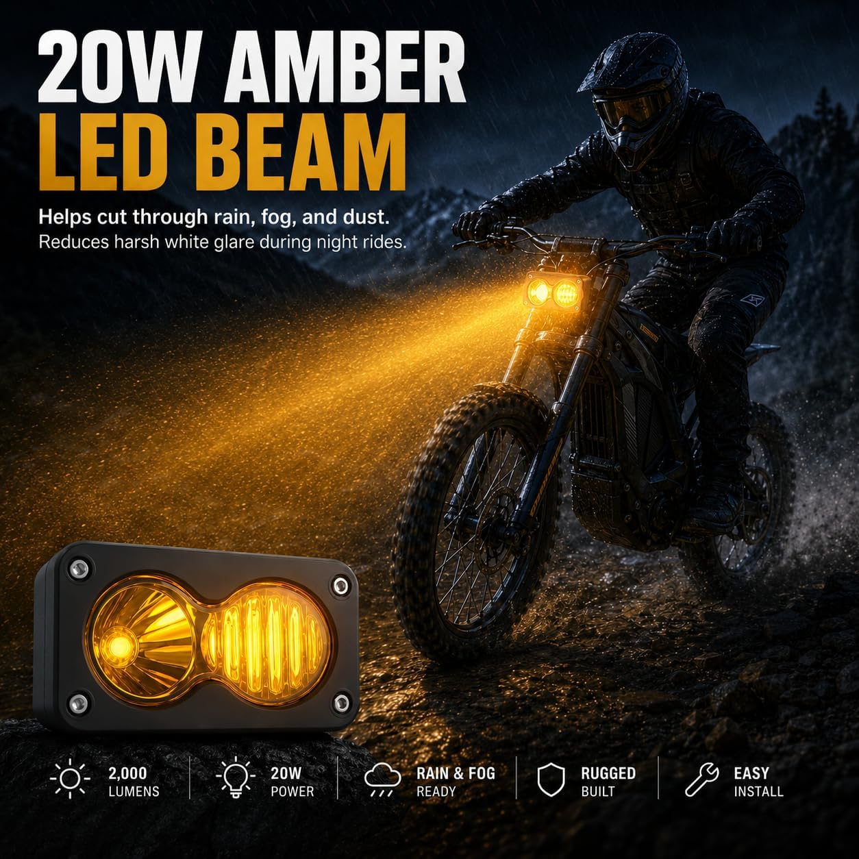 Upgraded Headlight Kit with Switch for Surron Light Bee X/S/LBX,for Segway X260 & Talaria MX4,20W LED Pod Light Plug & Play Dirt Bike Accessory