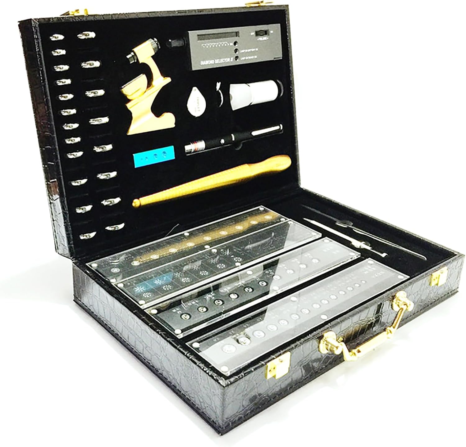 Diamond Testing Box, Jewelry Diamond Tester, Jeweler Diamond Detector Kit with Storage Case, LED Light and Audio Result Indication, Testing Quickly and Precisely, for Identifying, Selecting Various