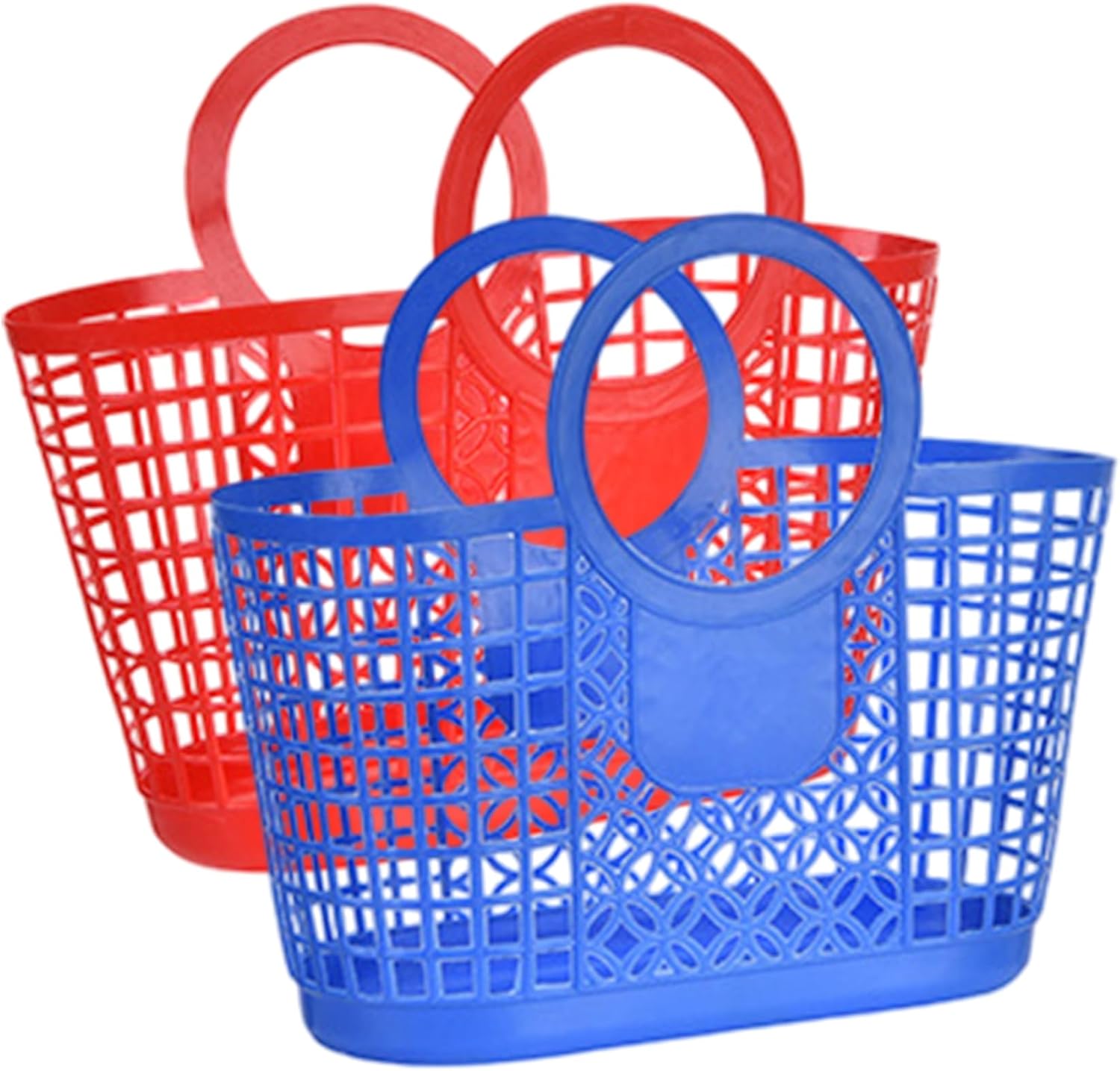 Plastic Basket, 2PCS Hollow-out Garden Harvest Basket with Handle Large Capacity Portable Shower Caddy for Kitchen Bathroom Dorm Pantry..