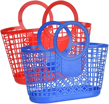Plastic Basket, 2PCS Hollow-out Garden Harvest Basket with Handle Large Capacity Portable Shower Caddy for Kitchen Bathroom Dorm Pantry..