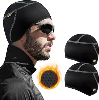 Skull Cap Helmet Liner,Cycling Runing Hat Thermal Fleece Windproof for Men Women,Fits Under Helmets
