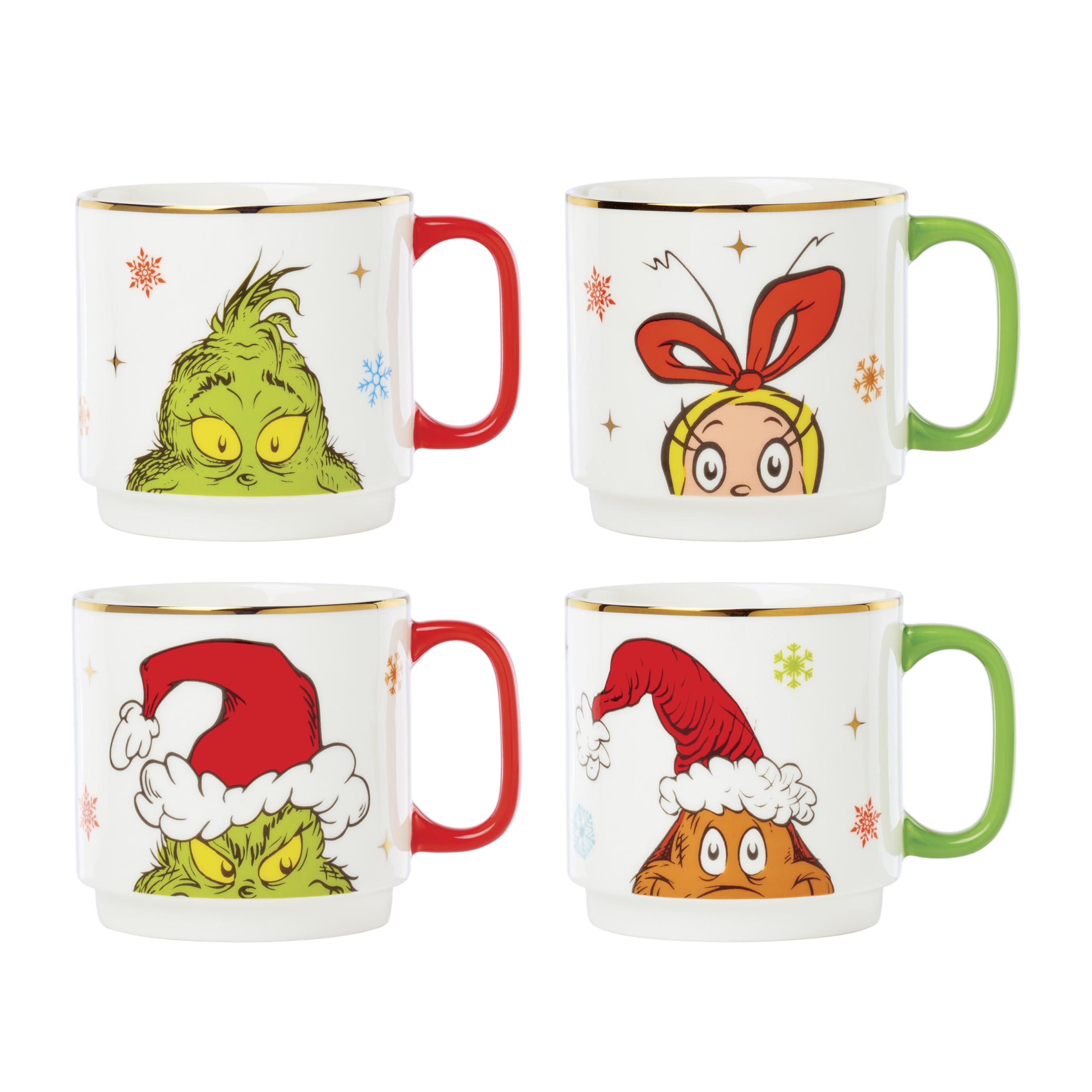 Lenox Merry Grinchmas Porcelain Stackable Christmas Mug Set for 4
