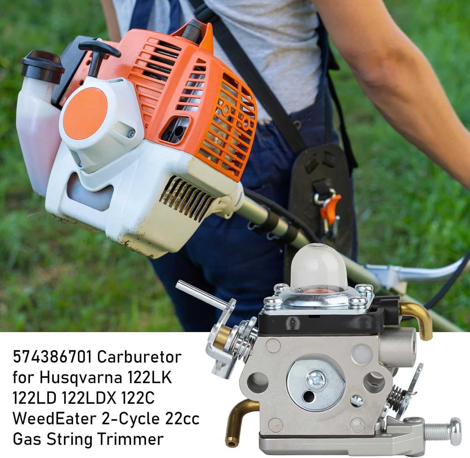 574386701 Carburetor for Husqvarna 122LK 122LD 122LDX 122C WeedEater 2-Cycle 22cc Gas String Trimmer 581734301