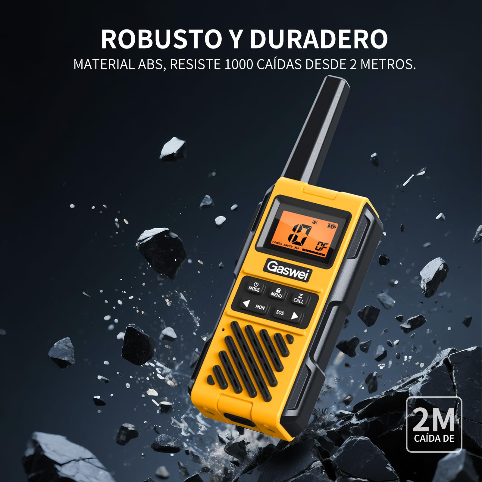 Talkie walkie Recargable Largo Alcance para Adultos,16 Canales PMR446 Walky Talky, 1800mAh,con Radio FM, VOX, Alarma SOS, Carga USB-C para Obras, Viajes, Aventuras al Aire Libre y acampadas.