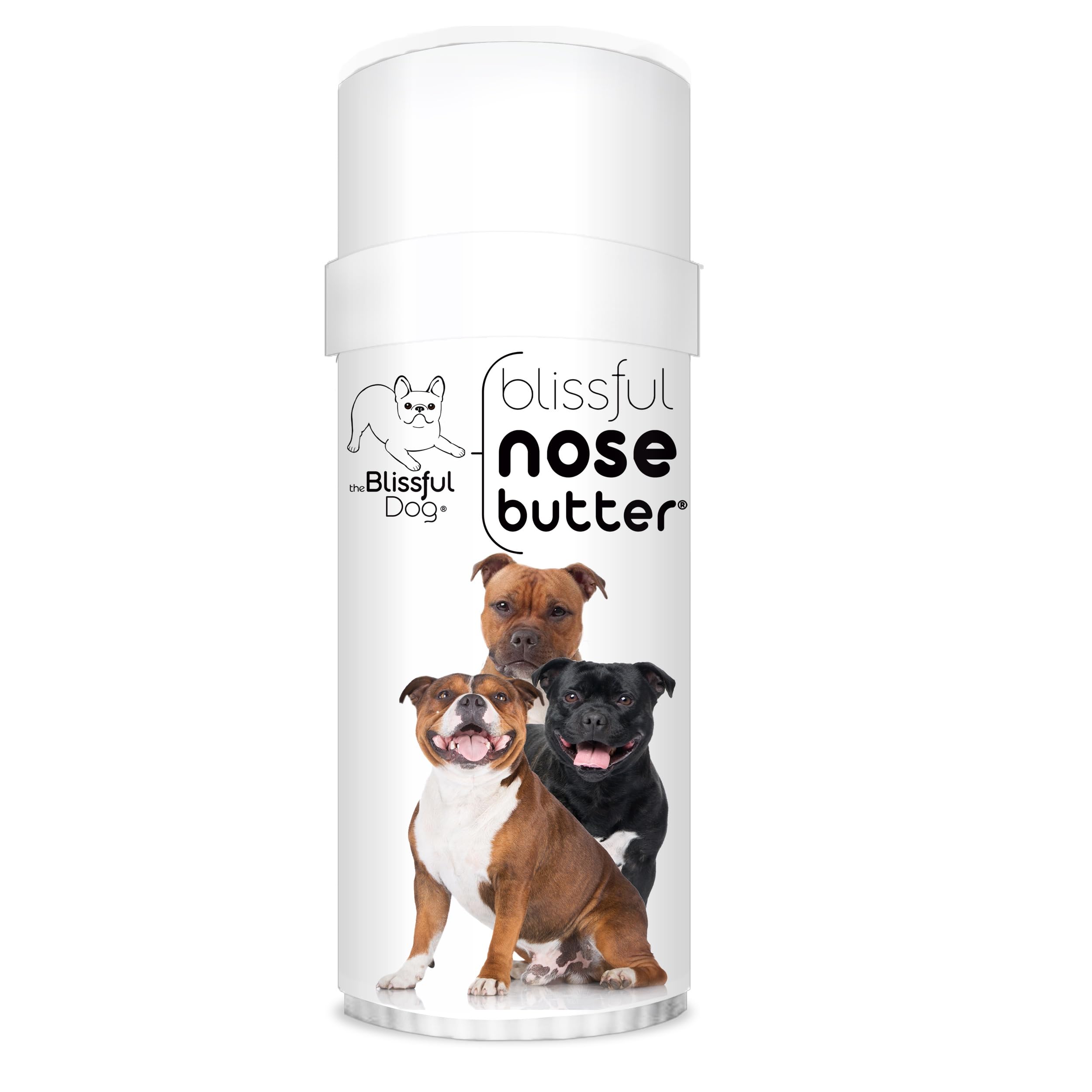 The Blissful Dog Staffordshire Pitbull Terrier Nose Butter, Versatile Dog Nose Balm for Dry Nose, Handcrafted Nose Moisturizer, Easy-to-Apply Dog Essentials, Unscented, 2 oz.