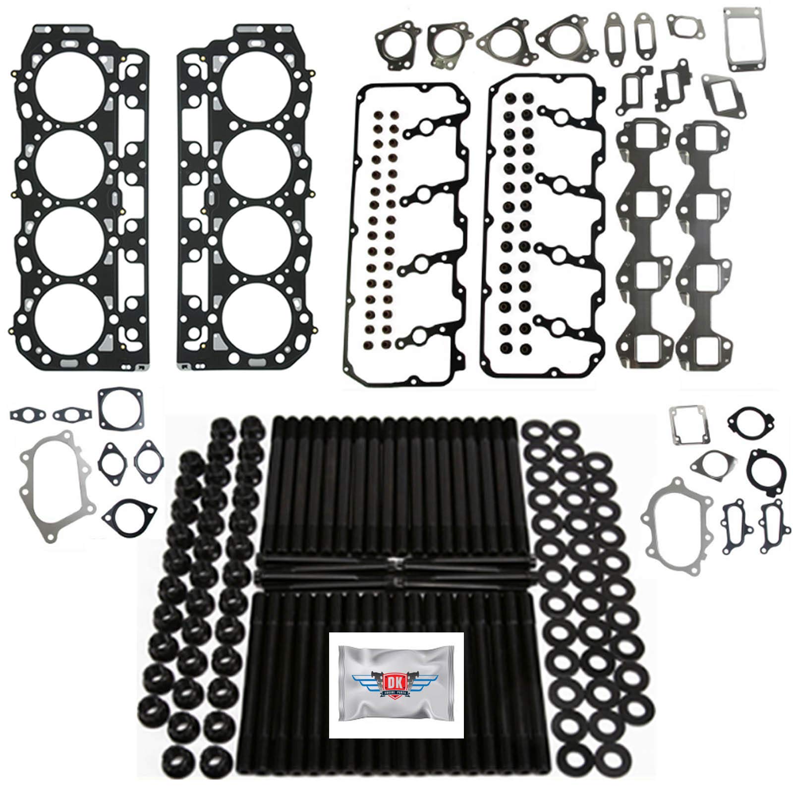 6.6L LLY LBZ Revive #1 Kit with Aftermarket Studs, Grade 'C' Head Gaskets, Head Gasket Set - Fits GM 6.6L LLY/LBZ Duramax - 2004.5-2007 - DK Engine Parts (LLY - 1R)