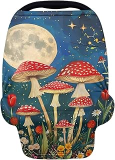 Youngerbaby Mushroom Nursing Cover Breastfeeding Super Soft Multi Use for Baby Car Seat Covers Canopy Shopping Cart Cover Scarf Light Blanket Stroller Cover Baby Girl Necessities