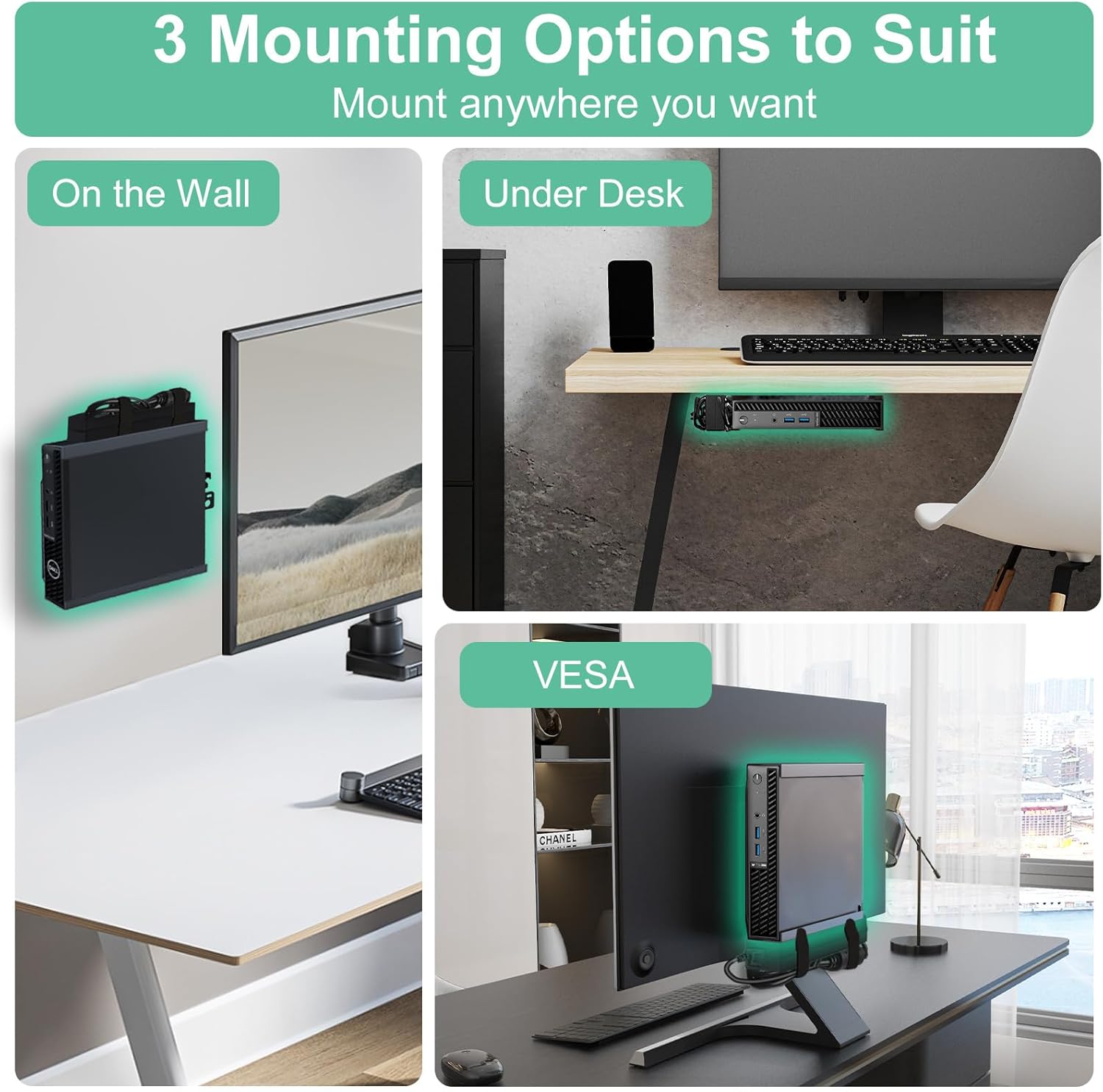Mini PC Vesa Mount for Dell Micro Mount, for Dell OptiPlex Micro Form Factor Case, for MFF 7010 7080 5070 3000 7060 7090 3060 3040 3046 3050 3090 7080XE and More, VESA and Under Desk