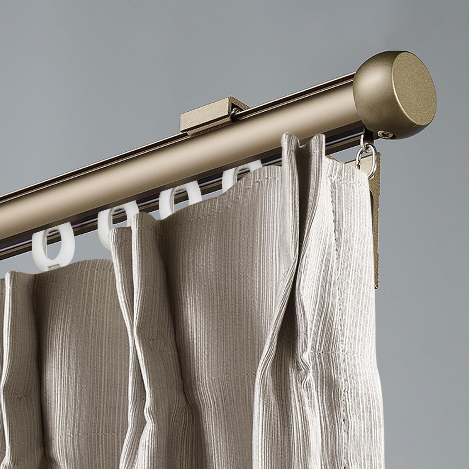 Tringle à rideau simple robuste de 5 m – Poulies améliorées pour une installation facile Utilisation multi-scènes en aluminium Finition champagne élégante