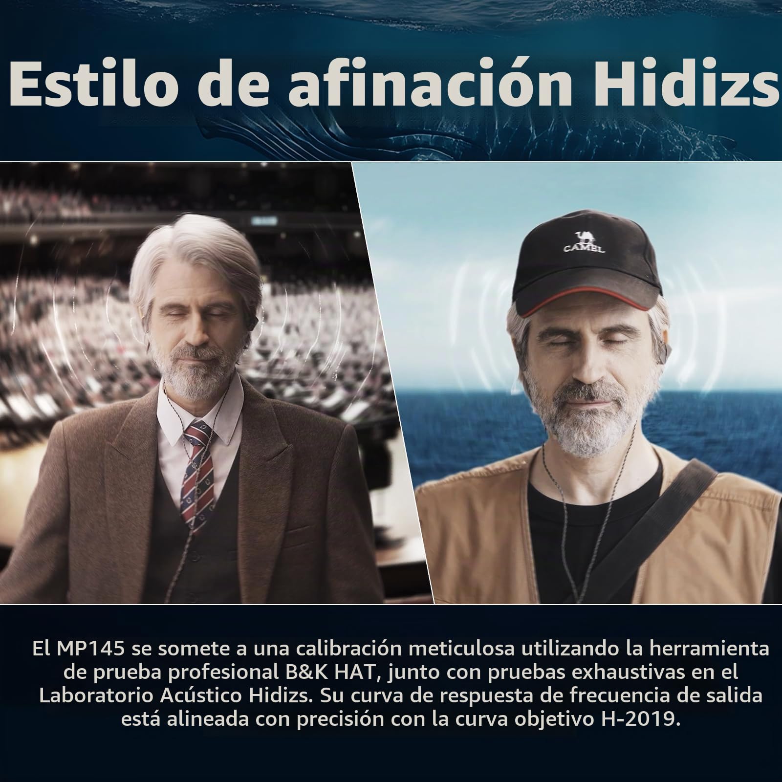 Hidizs MP145 Monitores Intraurales HiFi con Controlador Magnético Plano Ultra Ancho de 14,5 mm, Auriculares de Diseño Ergonómico, Auriculares Desmontables de 2 Pines, Titanio, 4,4 mm