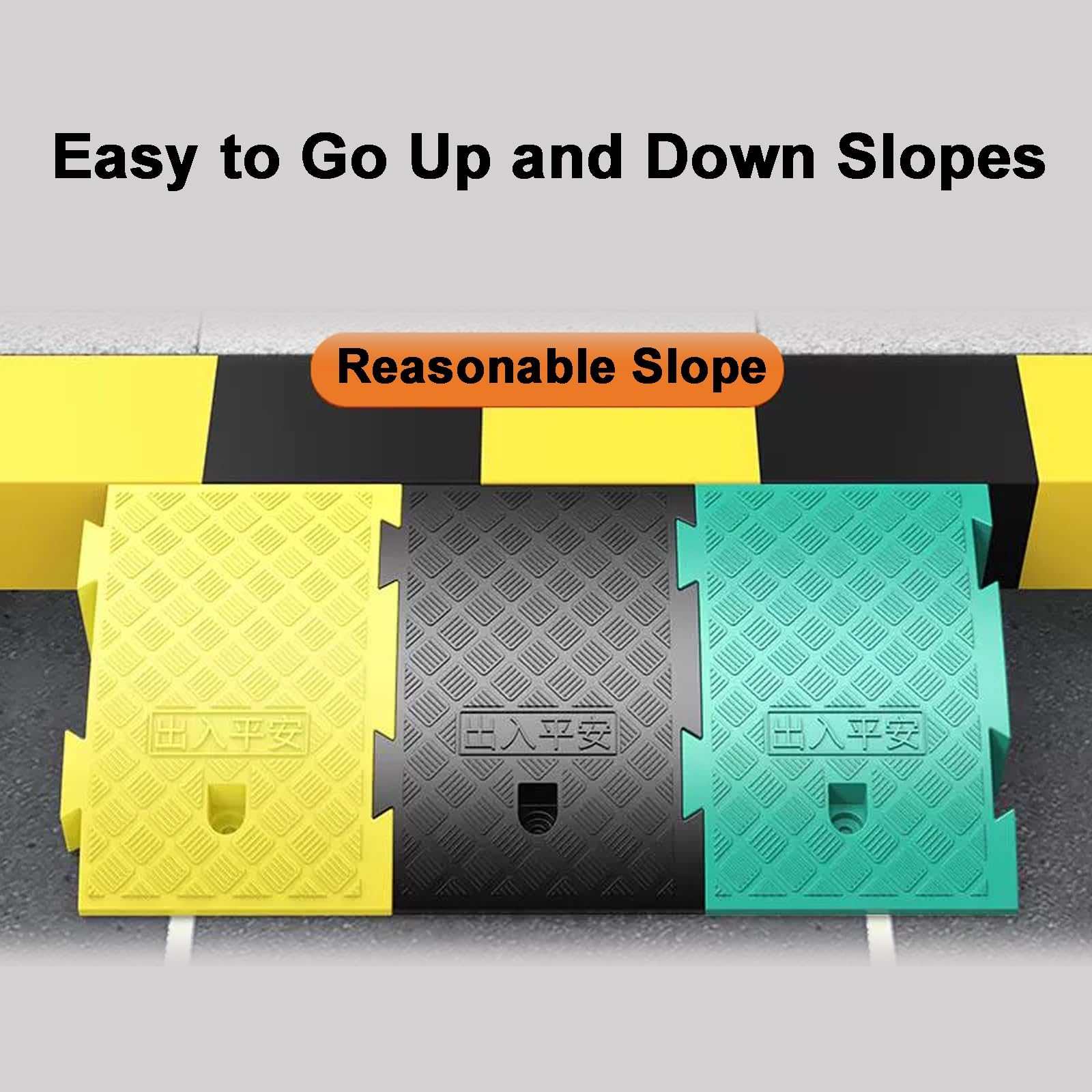 Rampas para Silla de Ruedas, Alfombrilla Portátil de Plástico con Superficie Texturizada, Rampa Antideslizante y Duradera para Coches(Black,25x45x19cm)