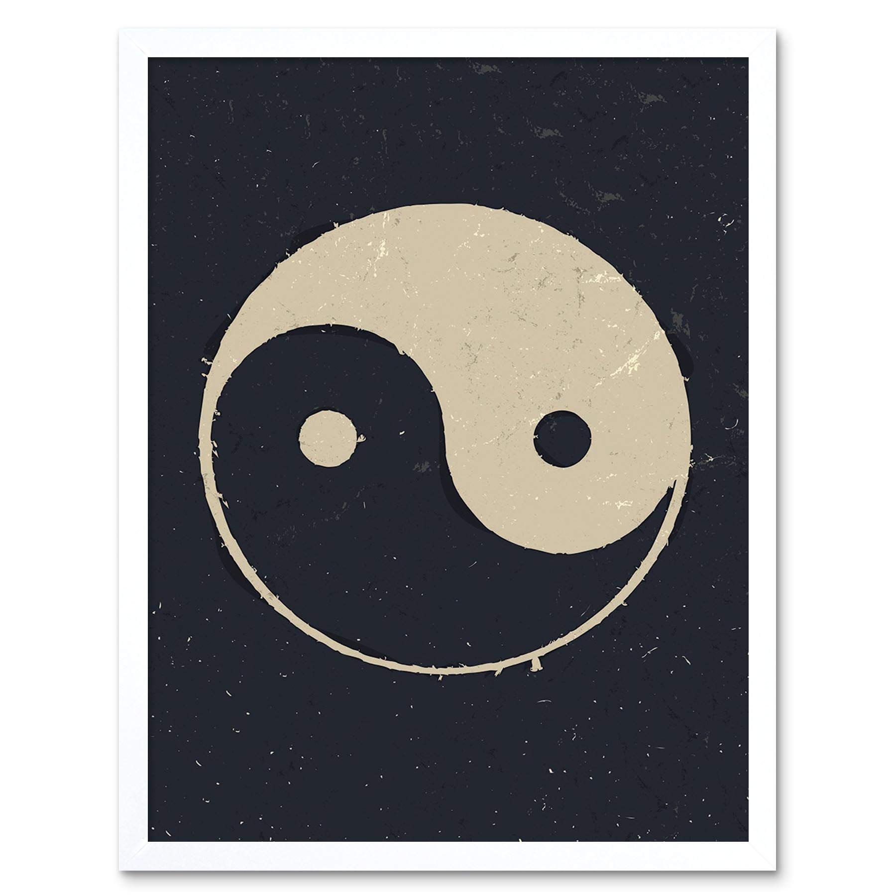 Wee Blue Coo Painting Drawing Taoist Philosophy Yin Yang Black White Affiche Art Print Framed Poster Wall Decor 12X16 Inch