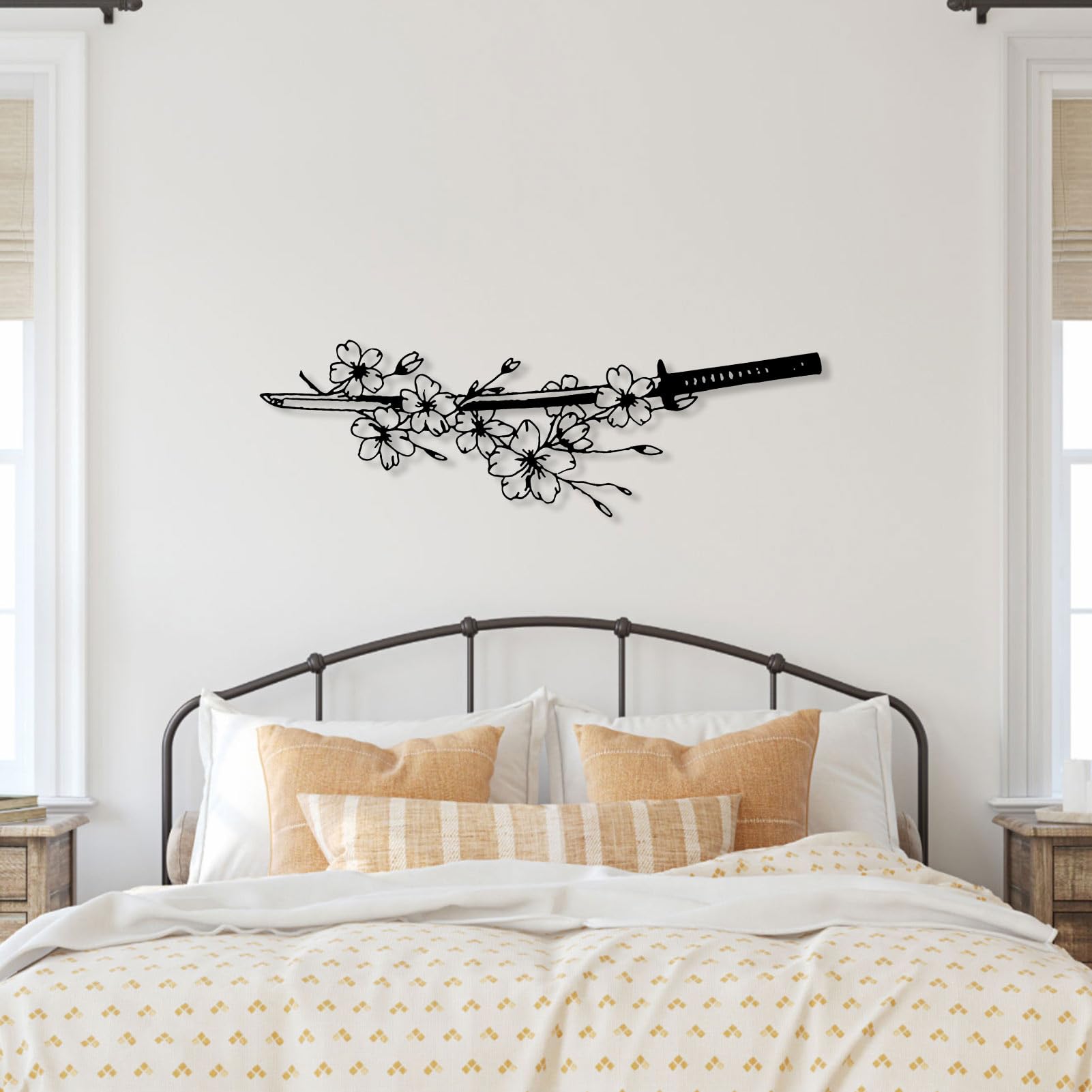 Amazon.com: Flowers and Katana Metal Wall Art - Japanese Katana