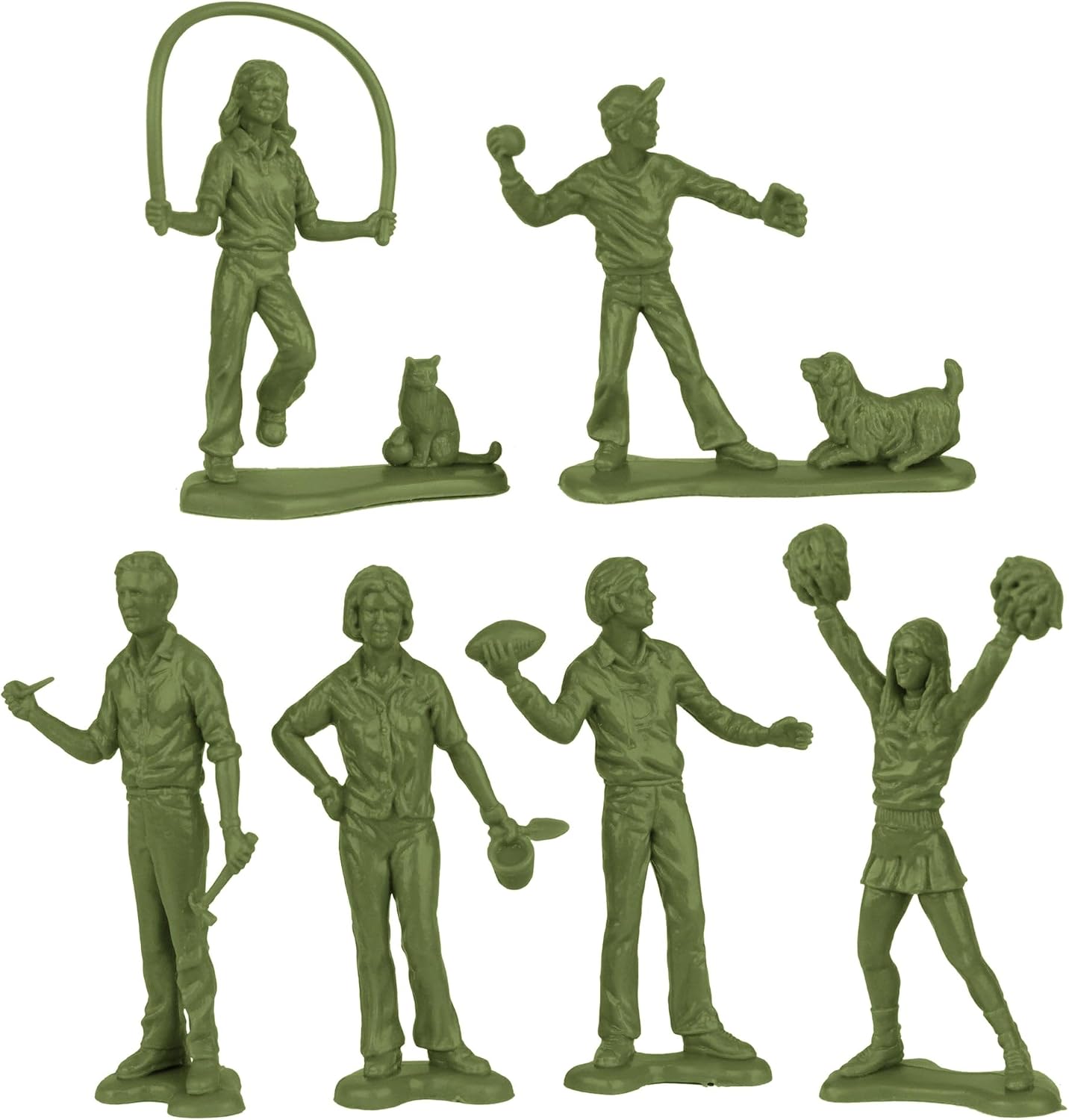 Tim Mee People Play Figures - OD Green, Tan & Gray 18pc Playset - Made in USA
