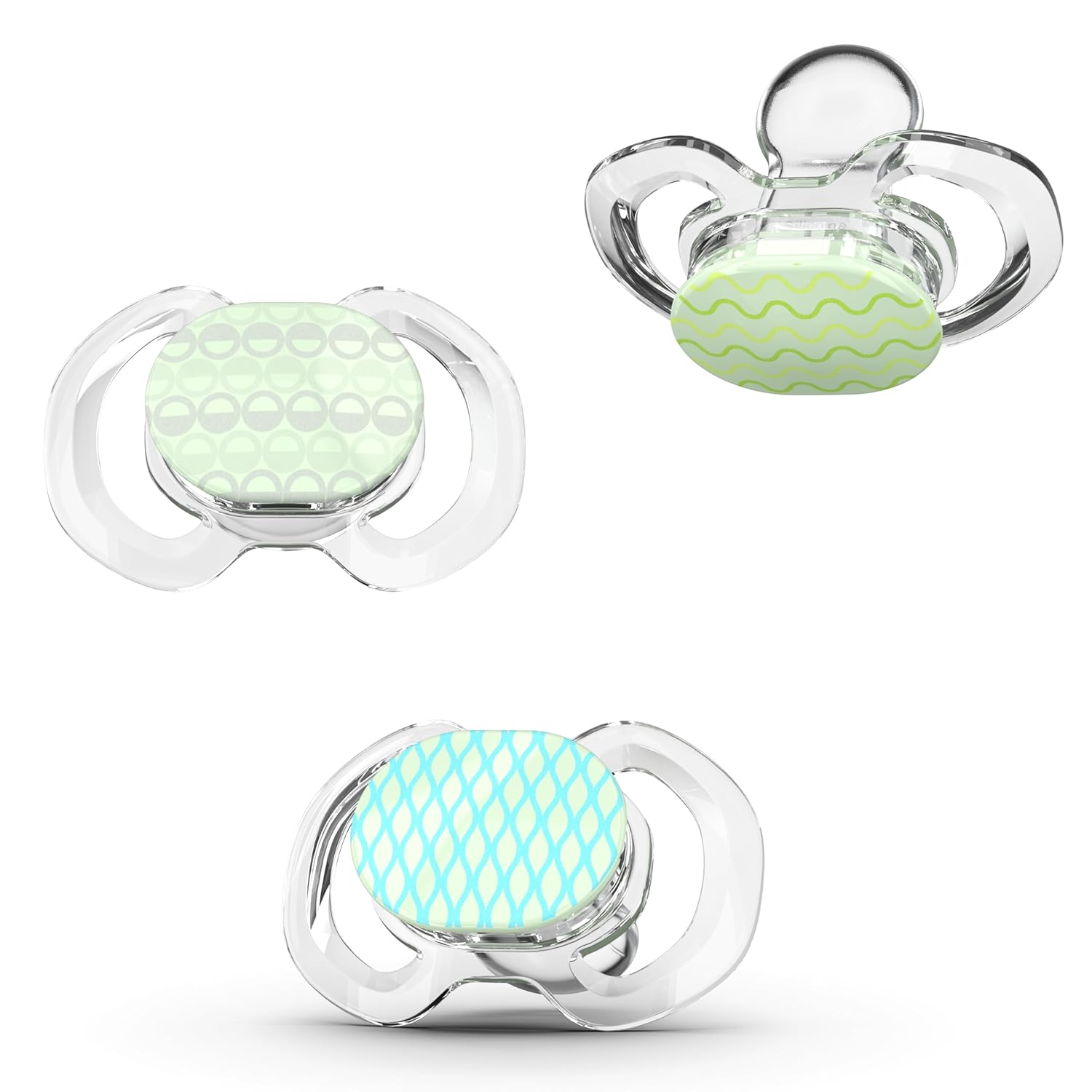 Smilo Orthodontic Glow-in-the-Dark Pacifiers Stage 2 (3-9 Months) - 3 Pack BPA-Free Silicone for Healthy Dental Development