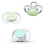 Smilo Baby Pacifier with Orthodontic Design for Healthy Dental Development - Stage 2 for Babies 3-9 Months - Pack of 3X 100% Silicone Pacifiers BPA Free - Glow-in-The-Dark