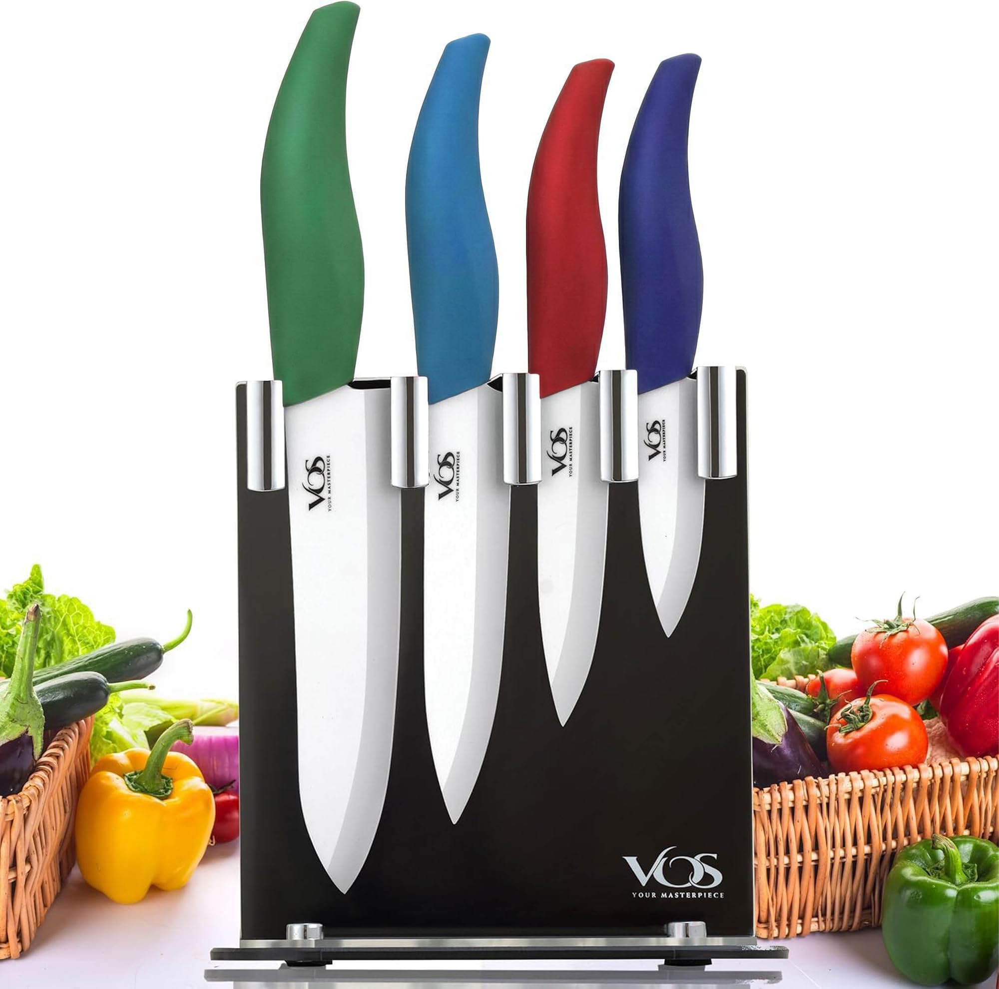 Vos 4-Piece Ceramic Knife Set With Block