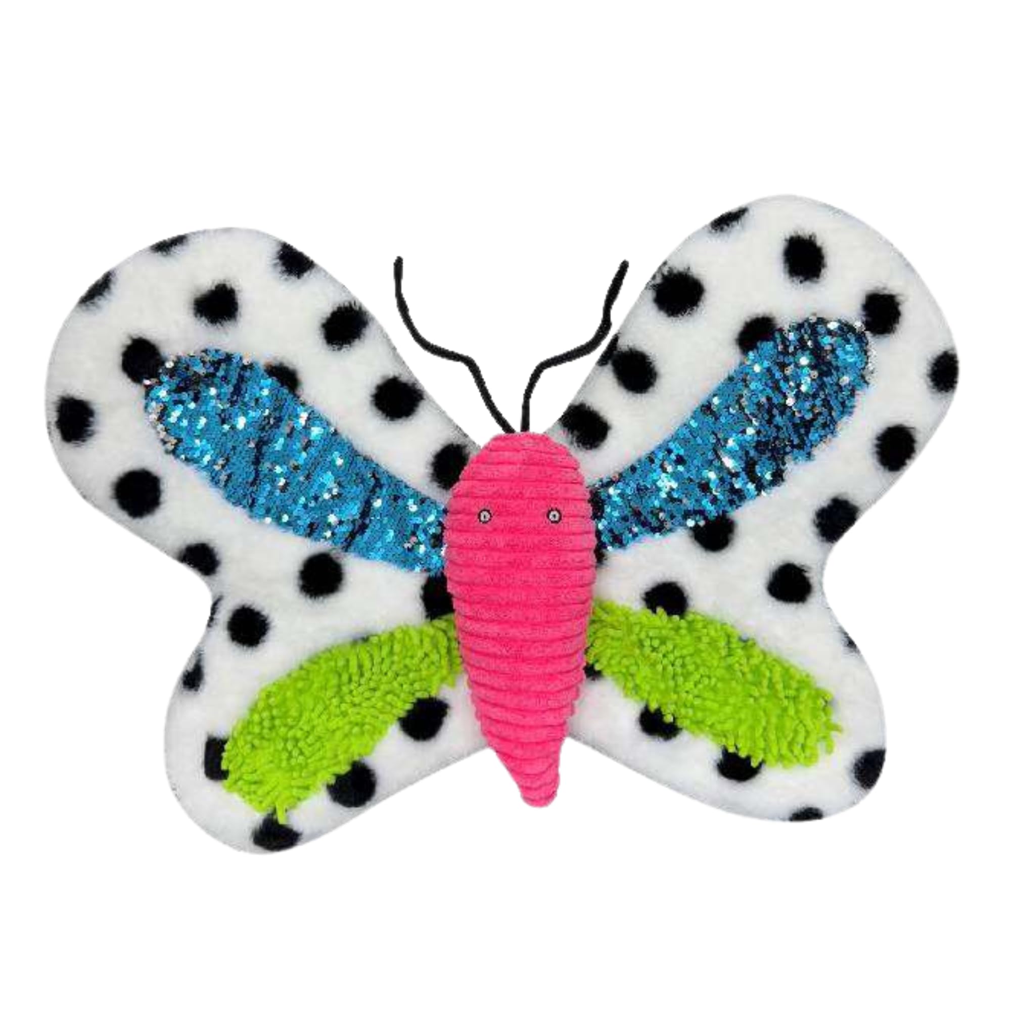 Butterfly Weighted Lap Pad, Tactile Sensory Pad with Soft Plush Fabric, Ribbed Texture, Sequins & Interactive Antennae, Lap Cushion, 67 x 42 x 7cm