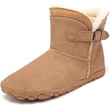 Tongzone Barefoot Snow Boots for Womens Wide Toe Non Slip Fur Lined Winter High-Top Outdoor