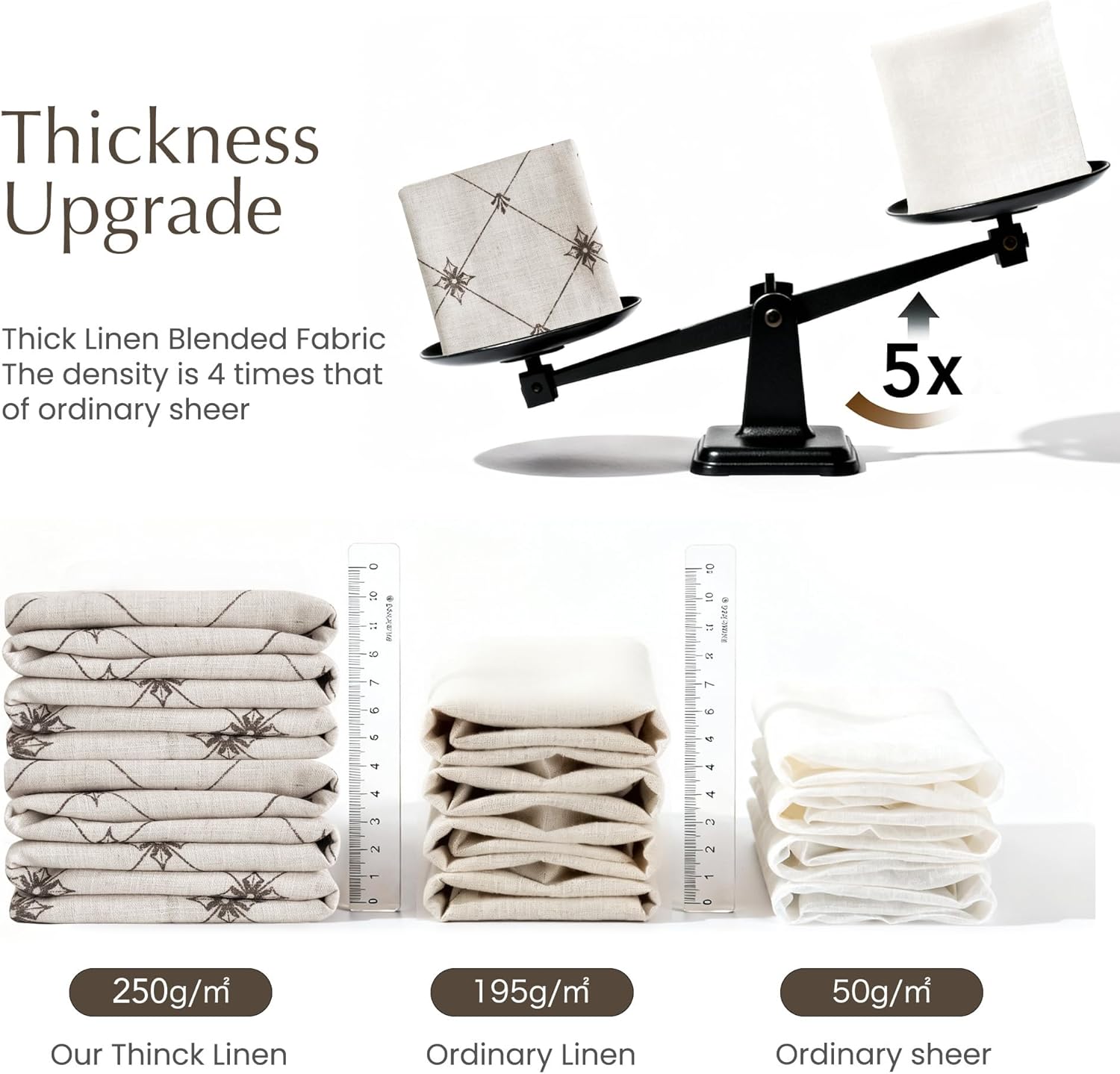 NICETOWN Living Room Curtains 84 inches Long Linen Textured (250GSM), Privacy Semi Sheer Geometric Window Treatments Diamond Pattern Light Filtering for Farmhouse, Taupe, W52 x L84, 2 Panels