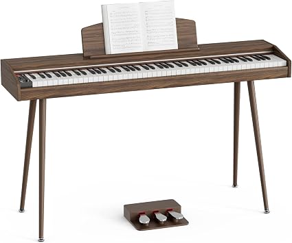 88 Keys Full Size Digital Keyboard Piano with Adjustable Light,Weighted Keys Hammer-action Electronic Piano Keyboard,3 Pedal,Full-featured Keyboard for Beginner,Kids,Adults,Chocolate Brown