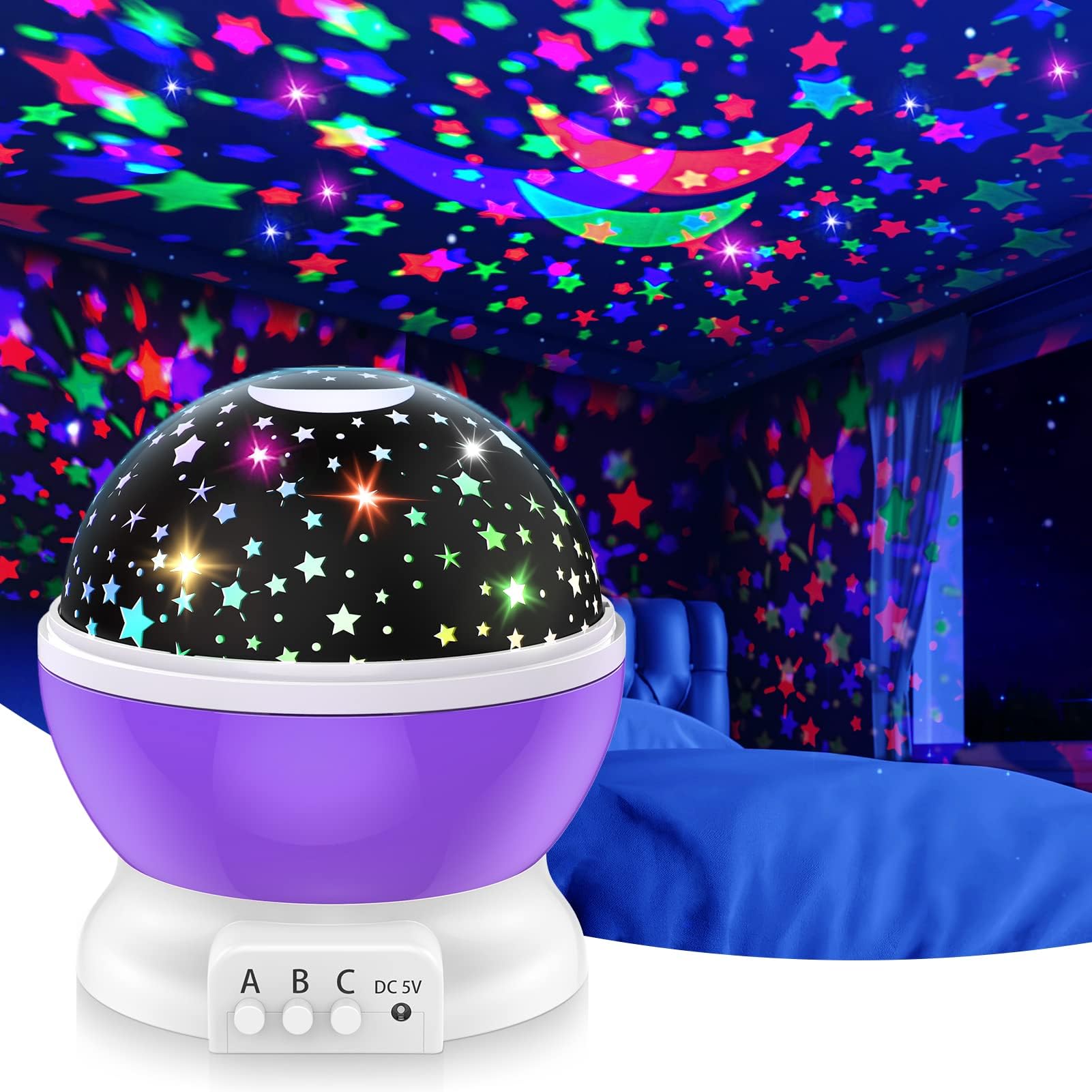 DEVRNEZ Gifts for 2-12 Year Old Kids Rotating Starlight Projector Night Light for Girls Room Toys for Age 3-11 Girls Romantic Magical Toy Gift for 4-10 Year Old Boys Christmas Gifts Decor (Violet)