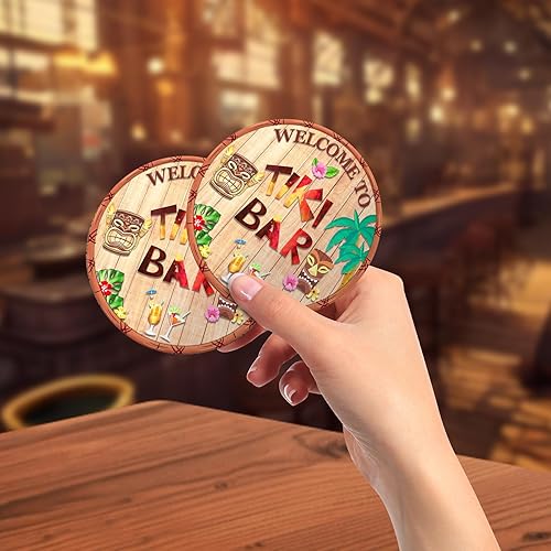 Miniatura 6 de SuproBarware Tiki - Juego de 2 tazas Tiki para cócteles, tazas de cerámica para fiestas Tiki con posavasos para decoración de bar, juego de tazas
