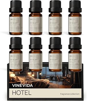 VINEVIDA Luxury Hotel Scent Collection - Set of 8 Premium Fragrance Oils - 5 Star Hotel Essential Oil, Fragrance for Home Diffusers, Soap & Candle Making