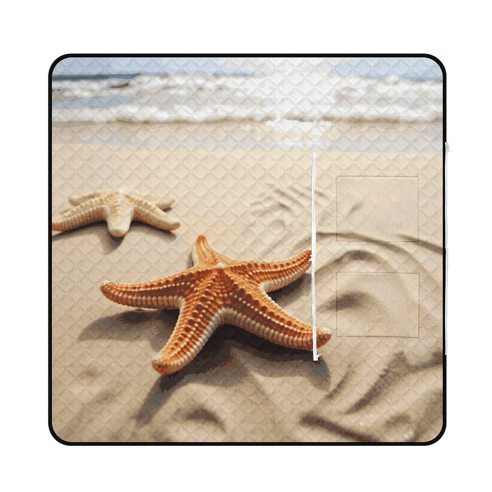 Couverture de plage motif étoile de mer tapis pliable de pique-nique