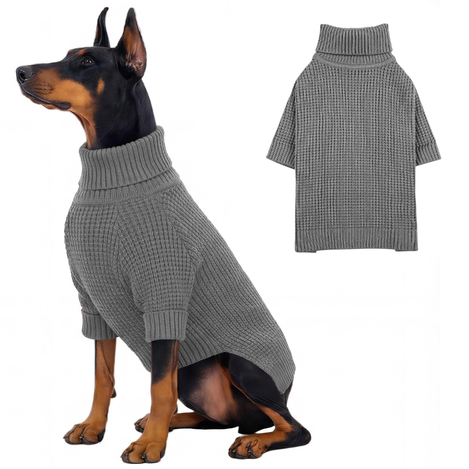 KONVINIT Hundepullover Winter Warmer Hund Pullover Grosse Hunde Weich Rollkragen Haustier Pullover für Kleine Mittelgroße Große Hunde
