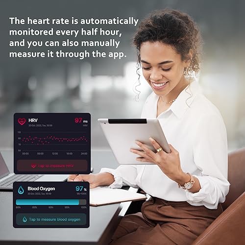 Miniatura 3 de AMOVAN Smart Ring - Monitor de salud para dormir, frecuencia cardíaca, oxígeno en sangre, aleación de titanio, ligero, rastreador Bluetooth para