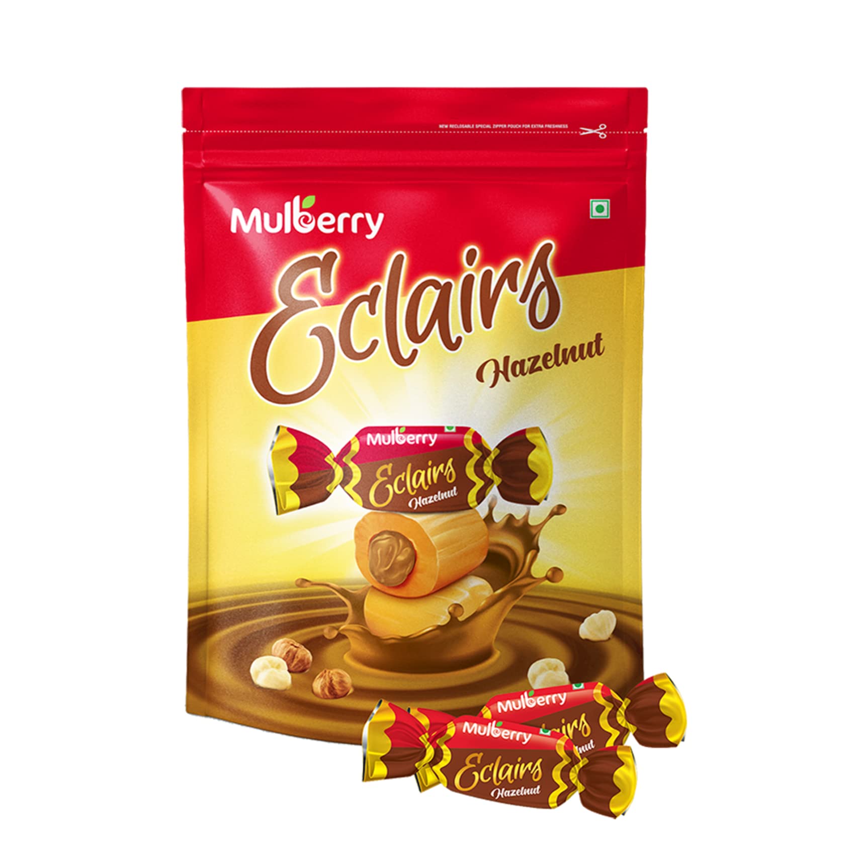 Mulberry Eclairs Hazelnut Toffee 500g | Delicious Individually Wrapped Hazelnut Flavour Toffees | Birthday Toffee Pack/Gift Pack | 500 gms