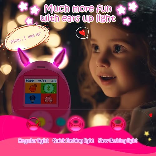 Miniatura 5 de Reproductor MP3 de 64 GB para niños, reproductor de MP3 para niños con Bluetooth, altavoz, juegos, grabadora, luces de oído, sonidos relajantes,