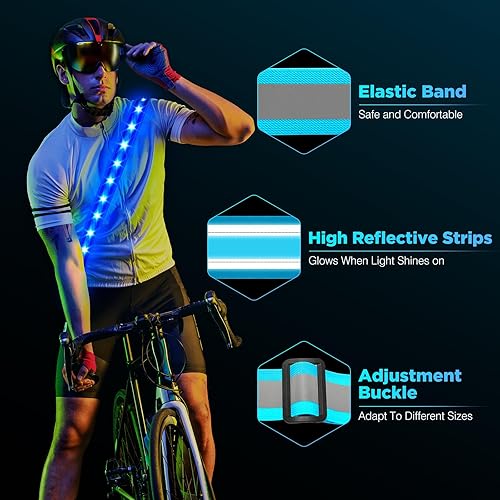 Miniatura 4 de Higo Cinturón LED para correr  Cintura reflectante iluminada para actividades nocturnas, cintura LED elástica para correr, ciclismo, senderismo,