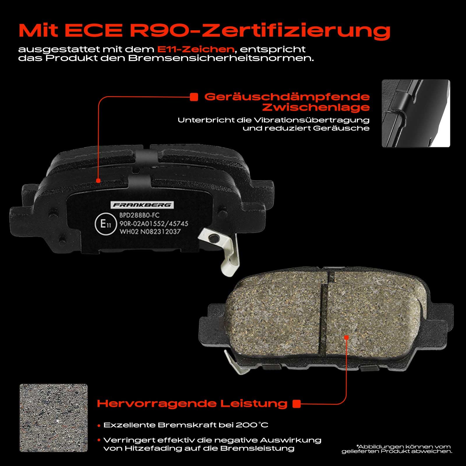 Frankberg Bremsensatz inkl. 2x Bremsscheiben + 4x Bremsbeläge Hinten Kompatibel mit Qashqai +2 I J10 NJ10 Qashqai II SUV J11 J11 X-Trail T31 Replace# 432068H700