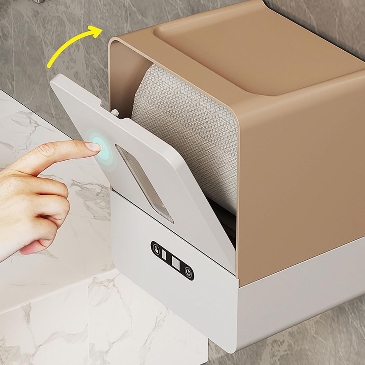 Automatic Touchless Paper Towel Holder with Motion Sensors for Commercial Kitchen Bathroom Cabinet Mount Battery Powered Under Counter Mounted Paper Towel Holder