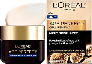 L'Oreal Paris Night Face Moisturizer Cream, Age Perfect Cell Renewal, with Antioxidant Recovery Complex + Vitamin E, Smoothes the look of Wrinkles for Firmer looking Skin, Skincare, 50 mL