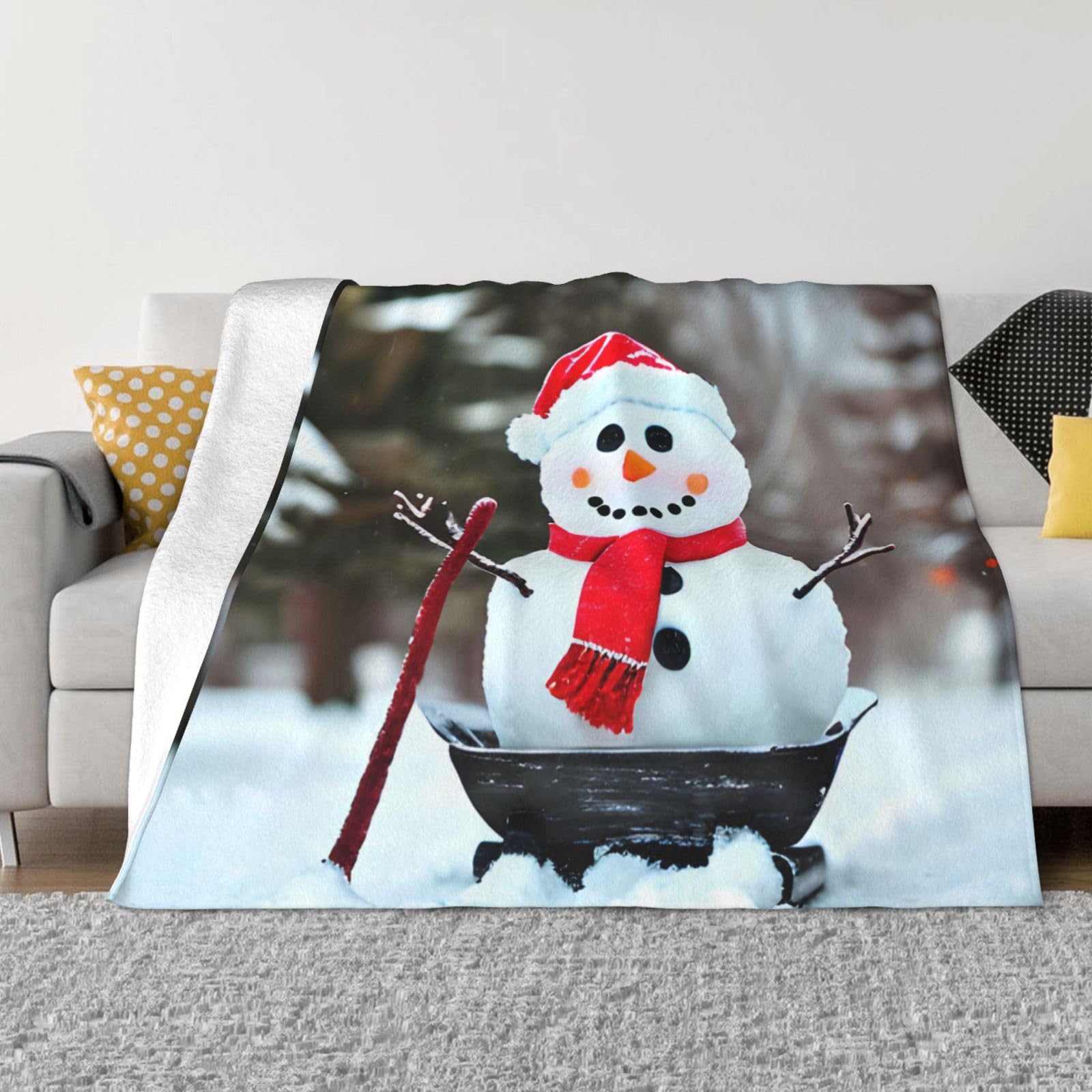 Couverture polaire bonhomme de neige en peluche chaude de qualité supérieure pour lit