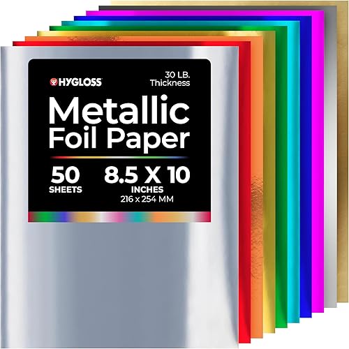 Miniatura 10 de Hygloss Products Papel de aluminio metálico ideal para artes y manualidades actividades en el aula y artistas 85 x 10 pulgadas 8 colores surtidos 12