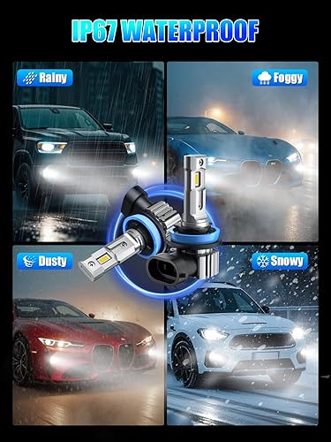 Miniatura 6 de RCJ Bombillas LED H11, luces H8 H9 H16, 60 W, 16000 lm, luz antiniebla, 6000 K, blanco frío, reemplazo halógeno con ventilador de refrigeración,