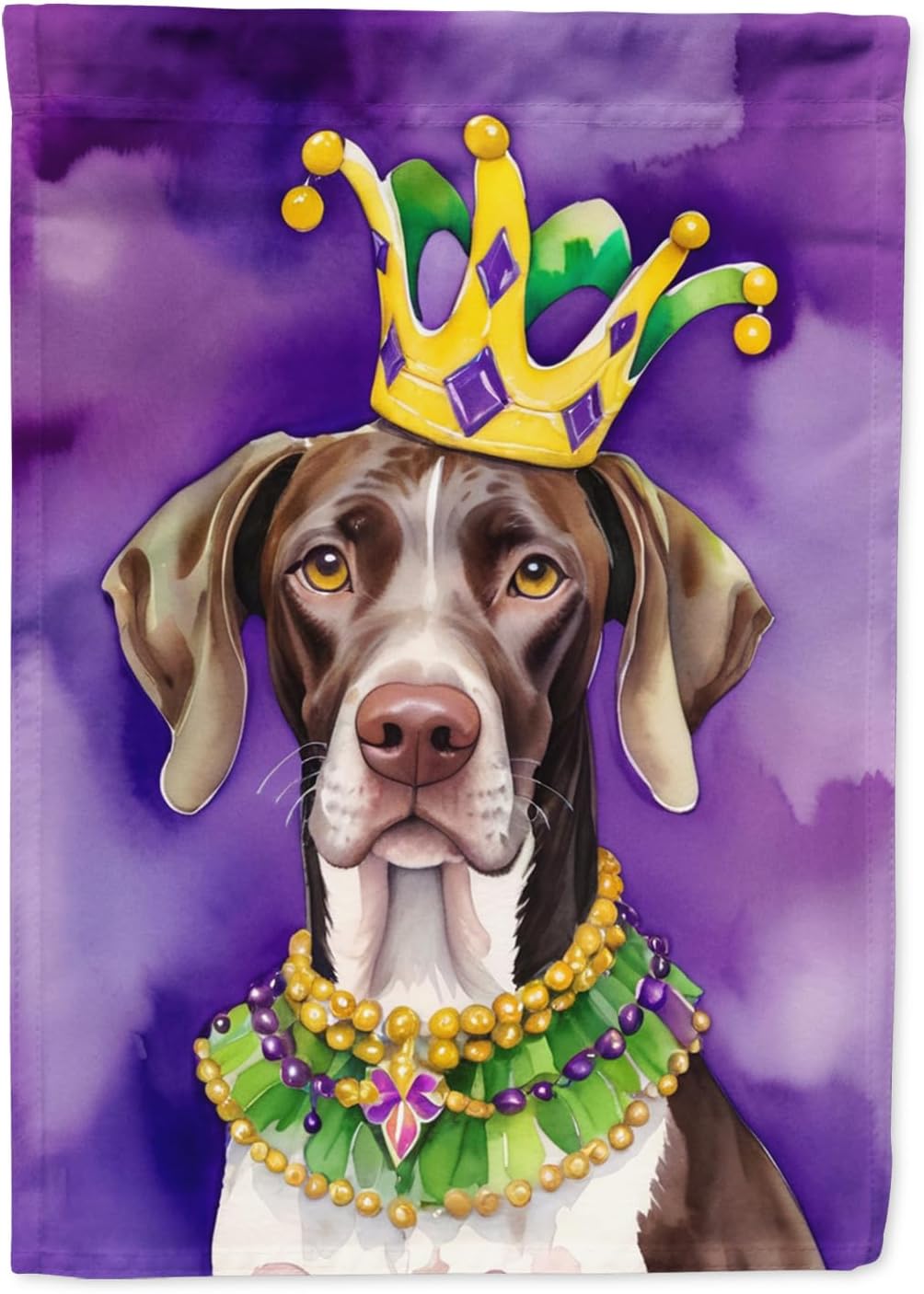Caroline's Treasures DAC4798CHF German Shorthaired Pointer King of Mardi Gras House Flag Large Porch Sleeve Pole Decorative Outside Yard Banner Artwork Wall Hanging, Polyester, House Size, Multicolor