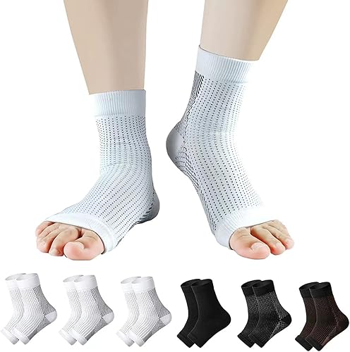 6 pares de calcetines de neuropatía, calcetines de compresión de tobillo y tendinitis, fascitis plantar, dolor de neuropatía, soporte para mujeres y