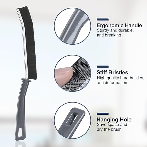 Miniatura 2 de Cepillo de limpieza de hendiduras (garantía auténtica), limpiador de lechada, cepillo para fregar, cerdas rígidas en ángulo, cepillo limpiador de