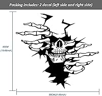 Vista 2 de Paquete de 2 calcomanías autoadhesivas para capó de automóvil, diseño de garra de calavera desgarrada, calcomanías decorativas para automóvil